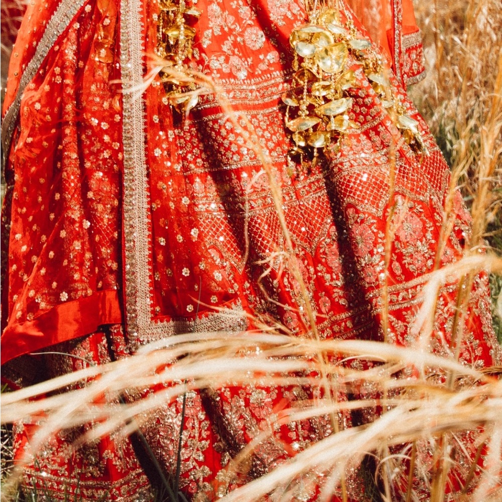 Sabyasachi copy lehnga in crimson red color. - Picture 8 of 11